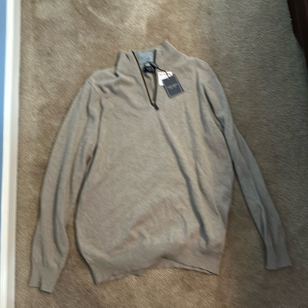 Men’s Tan Quarter Zip Sweater